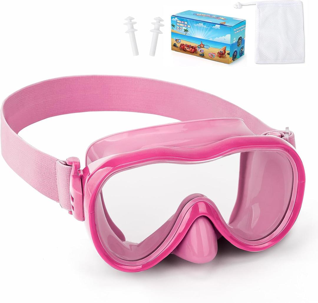 2 x Kids Swim Goggles with Nose Cover, Anti-Leak Swim Mask with Elastic Fabric Strap, UV Protection Swimming Goggles for Kids