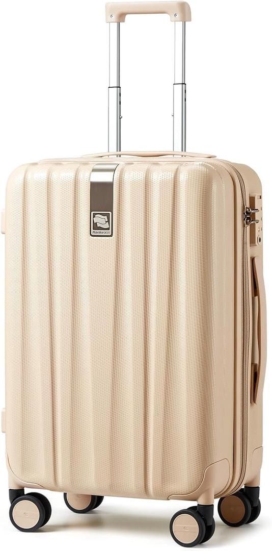 Hanke 20 Inch Carry On Luggage 22x14x9 Airline Approved Lightweight PC Hard Shell Suitcases with Wheels Travel Luggage Rolling Suitcase Travel Luggage Bag for WeekenderCuba Sand