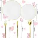 I00000 150PCS White and Gold Plastic Plates with Disposable Silverware for 30 Guests,Nice Disposable Plates,White Plastic Plates Set Include 30 Dinner Plate,30 Dessert Plate,90 Gold Cutlery for Party, Large