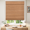 LazBlinds Cordless Blackout Bamboo Roman Shades, 31x64, Papara Carbon