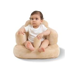 AGITVPS Upgrade Inflatable Baby Seat with Tray for Babies 3-36 Months, Built in Air Pump Bumbo Seat with Tray, Baby Chair Sit Me up Floor Seat for Baby, Learning to Sit&Feeding (Velvet Pillar-Camel)
