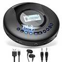 ARAFUNA Portable CD Player Bluetooth with FM Radio, 2000mAh Rechargeable CD Player for Car with LCD Screen, Anti Shock Protection Compact Player with Headphone, AUX Cable