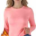 Womens Long Sleeve Thermal Shirts, 2025 Fall Winter Crew Neck Shirt for Women, Stretch Basic Tight Long Sleeve Underwear Tops (Pink, M)