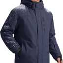 FREE SOLDIER Men's Waterproof Ski Snow Jacket Fleece Lined Warm Winter Rain Jacket with Hood Fully Taped Seams (Medium, Midnight Navy)