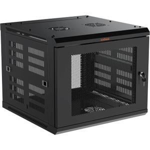 ECHOGEAR 9U Network Rack - Enclosed Wall Mount Rack Kit Includes 2X 1U Shelves, Pre-Mounted Fan, Lockable Door & Hardware - 600mm Depth Fits All Your AV Gear