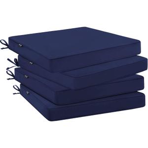 Favoyard Outdoor Chair Cushions 19"W x 19"D x 2"T Set of 4 Patio Chairs Cushions 3-Year Fade Resistant & Waterproof Cushions for Outdoor Furniture with Hidden Zipper, Attach Straps for Dining Chairs