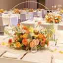 12 PCS 12 Inch Floral Hoop Centerpiece Table Decorations - Gold Wedding Party Centerpieces with Natural Wood Base, Metal Wreath Ring Stand for Balloon and Flower Decoration