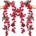 5.9 Ft Artificial Bougainvillea Flowers Garland Silk Bougainvillea Vines Faux Long Bougainvillea Vines for Wedding Arch Wall Decorations Centerpieces Table Runner (Fuchsia - Pack of 2)