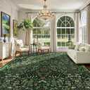 10x14 Large Floral Area Rug Soft Living Room Rug Green Carpet