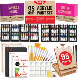 Chalkola 95 Pcs Acrylic Painting Kit for Adults Art - 64 Acrylic Paint Set