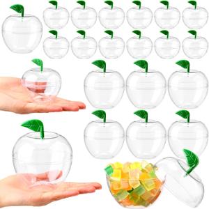 24 Pcs Large Apple Containers Plastic Apples Shaped Candy Jars Gift Filling Containers Teacher Appreciation Gift Classroom Decoration Ornaments Supplies(Clear)