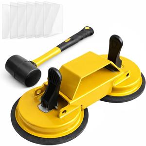 Floor Gap Fixer Tool with Dual Silicone Suction Cups & Rubber Hammer 45 Angled Striking Surface, Includes Adhesive Pads for Laminate, Vinyl Plank, SPC & Engineered Hardwood Floors