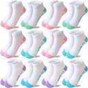 Bemeol Girls Socks 11 Pairs Ankle Socks Girls Athletic Cotton Sports Low Cut Sock for Little Big Kids(7-10 Years)