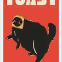 DVBOCS Funny Black Cat Canvas Wall Art Cat Doing Toast Poster Funky Pet Animal Print Decor For Home Kitchen Dining Room 16x24in Unframed