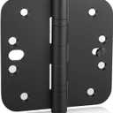 goldenwarm 3 Pack Ball Bearing Security Door Hinges for Exterior & Interior Doors 4inch Matte Black Stainless Steel Heavy-Duty Hinges for Outswing Doors, 5/8'' Radius Corners