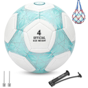 STEEFAN Teal/Blue/Pink Soccer Ball Size 3/4/5 for Kids Outdoor Play,Color Change Soccer Official Ball with Needles and Air Pump,Idea Gift for Teen Boy Girl Junior Women,Indoor Outdoor Game Soccer Ball