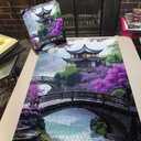 PICKFORU Plum Blossom Dreamscape Puzzles for Adults 1000 Pieces, Vintage Flower Tree Scenery Puzzles, Impossible Unique Lake Park Theme as Home Decor