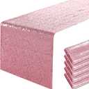 6 Packs 12 x 108 inches Light Pink Sequin Table Runner, Glitter Pink Table Runner for Wedding Birthday Bachelorette Holiday Party Supplies Decorations Bridal Shower Baby Shower
