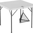 VECELO Folding Card Table Square with Mesh Bag, Heavy-Duty Collapsible Locking Legs & Easy to Storage, Portable for Indoor/Outdoor Use, White