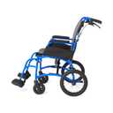 Medline Ultralight Transport Chair, Lightweight Folding Wheelchair with 12 in Rear Wheels, Padded Armrests, Swing Away Footrests, Safety Seat Belt, 300 lb Capacity, Blue, 1 Count