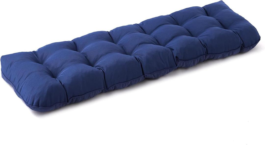 IPYNBAP Outdoor Bench Cushion, 48x18x5 Inch, Waterproof Bench Cushion for Outdoor/Indoor Furniture, Tufted Patio Bench Seat Cushion, Fade Resistant Outdoor Cushions for Porch Swing Couch, Navy Blue