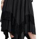 Verdusa Women's Plus Size Goth High Waist Skirts Flowy Lace Layered Long Renaissance Skirt (X-Large Plus, Black)