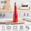 YOLIFE Olive Oil Dispenser Bottle, 20oz Ceramic Oil Dispenser for Kitchen, Oil Bottle with Gravity Spout, Leak Proof EVOO Dispensing Bottle with 2 Spouts and 1 Funnel for Vinegar, Juice(Red)