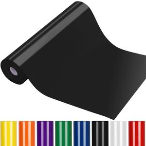 Heat Transfer Vinyl Black Iron on Vinyl-12"x 50 FT Black HTV Vinyl Roll T-Shirt, HTV Heat Transfer Vinyl for Cricut & Cameo, Heat Press Machines, Easy to Cut