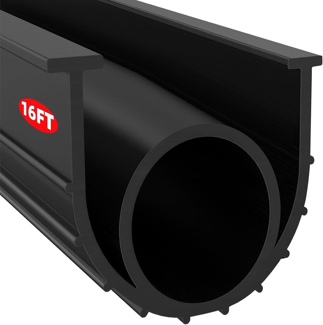 Jin&Bao Garage Door Bottom Weather Stripping Rubber Seal with T-Ends 5/16" - Protect Your Garage from Weather, Insects, and Dust with Premium Garage Door Draft Stopper16FT, Black