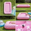 Junkin 71 Inch Travel Air Mattress Inflatable Bed Set with Raised Sides Hand Pump Pink Star Inflatable Sleeping Pads for Camping Backpacking Hiking Traveling Tent