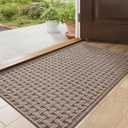DEXI Front Entryway Door Mat Non Slip 17x30, Washable Entry Way Mats Inside Entrance Low Profile, Welcome Doormat Dirt Trapper for House Floor Home Porter Hall Backdoor Area, Light Taupe (1'5" x 2'6" (Rectangular))