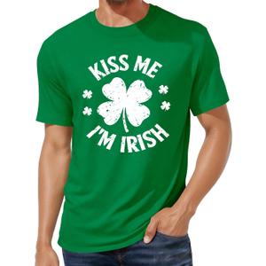 St Patricks Day Shirt Men Green Shamrock Irish Tshirts Short Sleeve Funny Graphic Tee Tops (Green, XL)