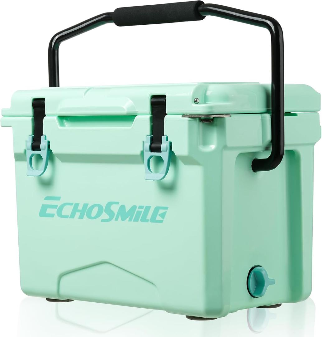 EchoSmile 25 Quart Rotomolded Hard Cooler | Leakproof Seal Quick Drain Design Heavy-Duty Build Non-Slip Feet