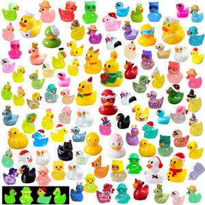 110 Pcs Multicolor Mini Resin Ducks, Tiny Ducks to Hide, Little Ducks Figurines Small Miniature Ducks Figures Bulk for Mini Fairy Garden, Dollhouse Decoration Micro Landscape Ornament