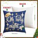 2 x Artscope Christmas Oh Holy Night Merry Bright Jesus Wreath Throw Pillow Covers 16x16 Inch Set of 4, Winter Hoilday Christmas Decoration Pillow Cases for Home Sofa Couch Decor-Blue