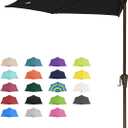 JEAREY 9ft Half Umbrella Outdoor Patio Umbrella Market Umbrellas with Crank, 1/2 Round Wall Umbrella 5 Sturdy Ribs UV Protection for Pool Garden Balcony Deck, Black