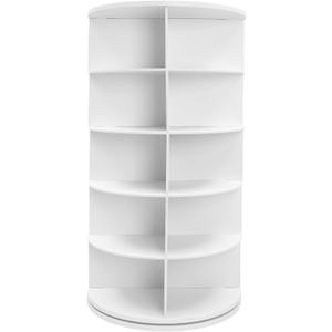 Eapmic Rotating Shoe Rack Tower, 5-Tier Free Standing Spinning Shoe Organizer 360 Revolving Shoe Rack,Multifunctional Space-Saving Entryway Cabinet for Shoes, Books (Round,5 Layer,White,PVC)