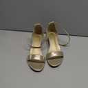 LAURMOSA Gold Dress Shoes for Girls High Heels Sparkle Flower Girls Wedding Shoes for Pageant Party Open Toe Size 5 Heels for Tween Kids Dress Sandals(5)