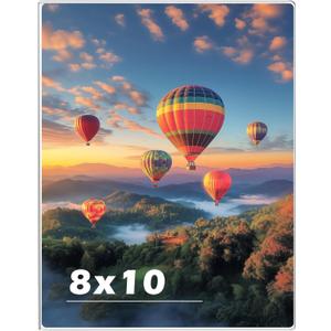 8 x 10 Acrylic Picture Frame, Horizontal/Vertical Clear Photo Frame for Wall with Tape, No Drilling Floating Hanging Frameless Picture Frame, Wall Mount Sign Holder 8x10 for Home, School, Office