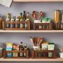 Kathfly Set of 3 Rustic Nesting Crates, Wooden Organizer Boxes Basket, Small Decorative Wood Wire Containers with Handle for Countertop Display, Fruit, Veggies, Kitchen, Bathroom, Pantry Storage
