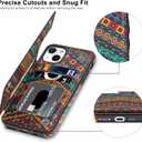 LETO for iPhone 14 Plus Case,Flip Folio Leather Wallet Cover with Fashion Flower Henna Pattern Designs for Girls Women,3 Card Slots Kickstand Protective Phone Shell 6.7"