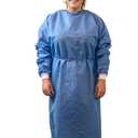 Disposable PPE Isolation Medical Gowns 100-Pack Level 2, Full Back Coverage, Double Tie Closure, SMS 35g Material, Knit Cuffs, Unisex, Professional Blue for Healthcare & Lab Use, One Size