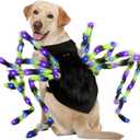 Dog Halloween Costume Large Breed, Furry Dog Spider Costume with 64 LED, Funny Halloween Dogs Costumes for Large Dogs Medium Pet Halloween Party Cosplay (Green)