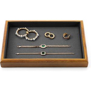 Oirlv Solid Wood Stackable Jewelry Organizer Tray Jewelry Drawer Organizer(Grey)
