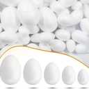 Murtenze 90PCS 5 Sizes Fake Eggs Easter Eggs Craft Foam Eggs, White DIY Painting Solid Eggs for Easter Christmas Halloween Holiday Crafts Making Handmade DIY Painting School Projects