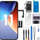 for iPhone 11 Screen Replacement 6.1" with Ear Speaker and Sensor Kit Full Assembly 3D Touch LCD Display Digitizer Fix Tools Magnetic Screw Mat Front Earpiece Repair Glass A2111 A2223 A2221