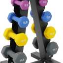 Fitvids Colored Neoprene Dumbbell Set with Rack, 56LB Set: 2/3/5/8/10LB Pairs, Color Series