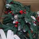 2 Pack Lighted Christmas Tree  Battery Operated Outdoor Christmas Tree Planter Filler with Snowy Pinecones & Red Berries, Christmas Urn Filler with Lights for Porch, Yard & Pathway