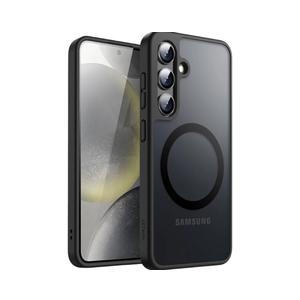 EUAGVQY Case for Samsung S24 Plus,Tempered Glass Film Crystal Acrylic Back+Flexible TPU Case,Bumper Shockproof Anti-Fingerprint,Protective Phone Cover for Samsung Galaxy S24 Plus,Black