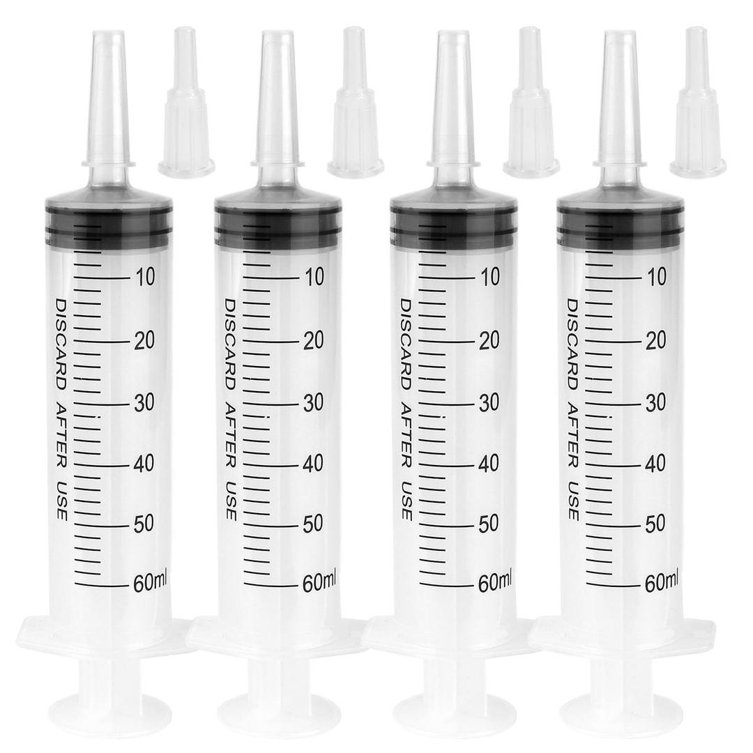 50 Pack 60ml Syringes Without Needle, Sterile & Individually Sealed, Large Plastic Syringes for Liquid, Precise Measuring for Pet Feeding, Scientific Labs & Dispensing
